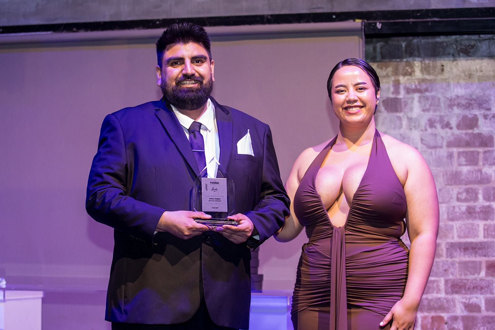 2025 Sydney Young Entrepreneur Awards Gala dinner Winners accepting trophies on stage at the 2025 Sydney Young Entrepreneur Awards